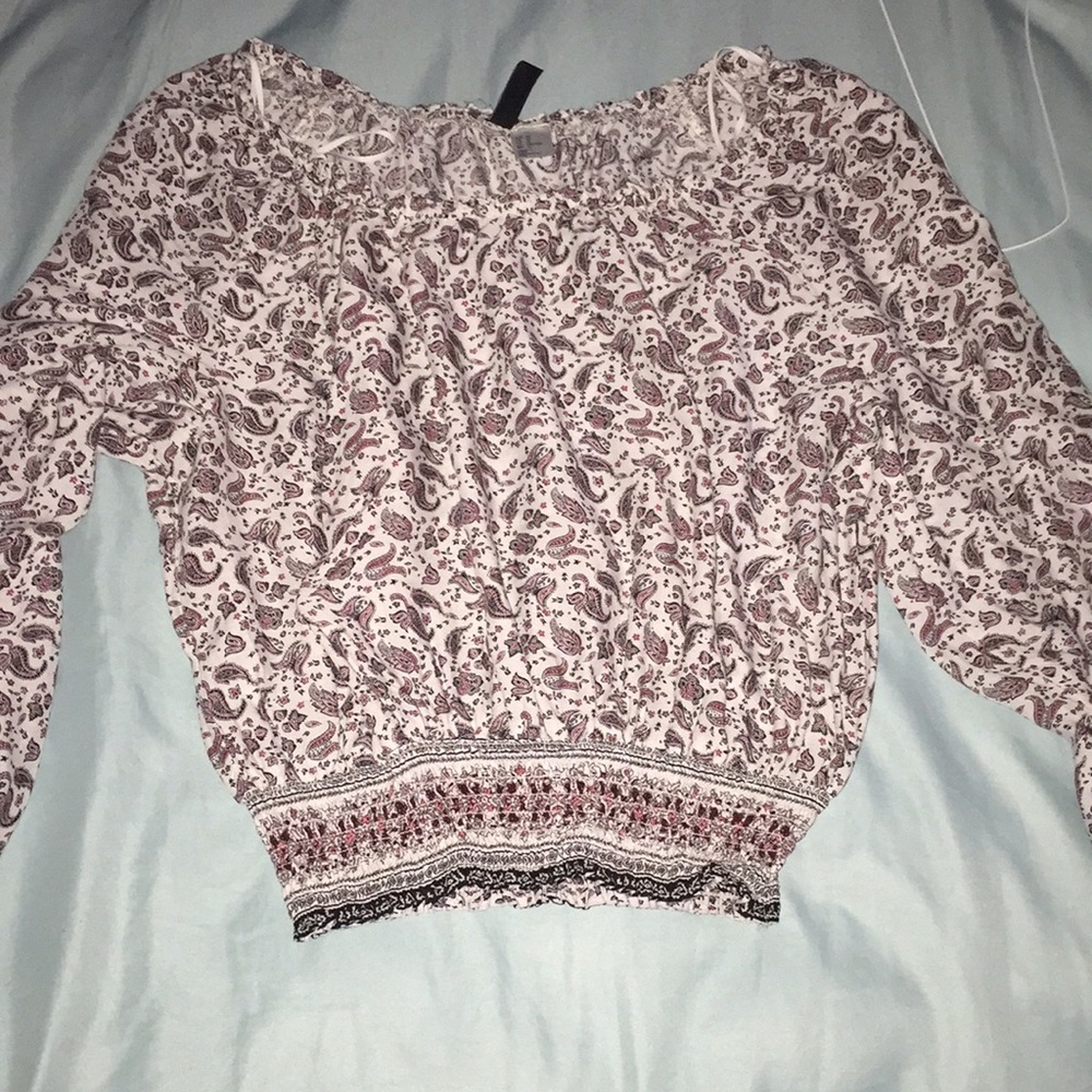 Long Sleeved Off-the-Shoulder Blouse